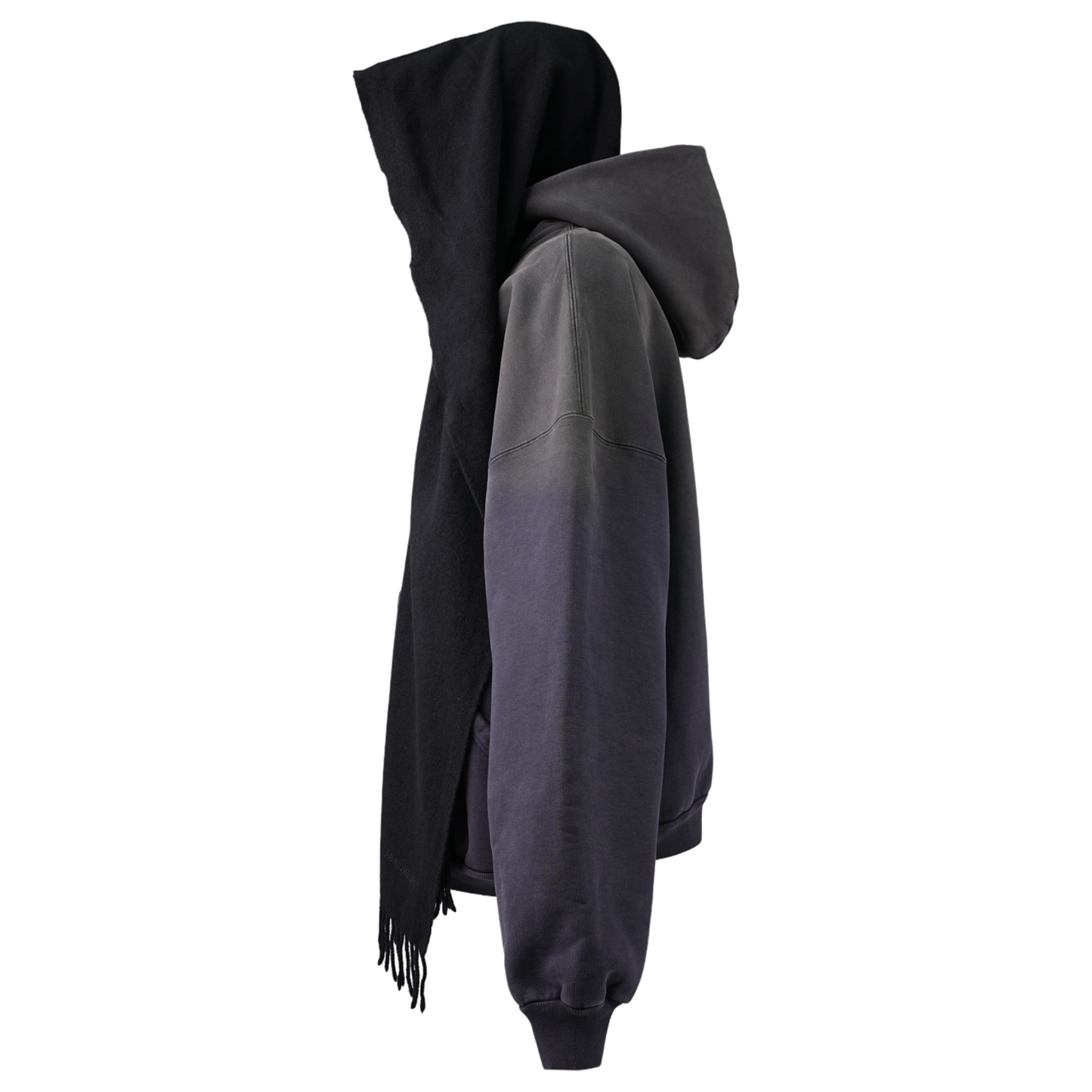 SCARF ZIP-UP HOODIE / 1083:FADED BLACK