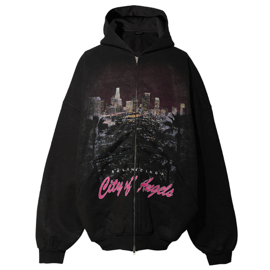 OUTERWEAR ZIP-UP HOODIE / 1041:FADED WASHED BLACK