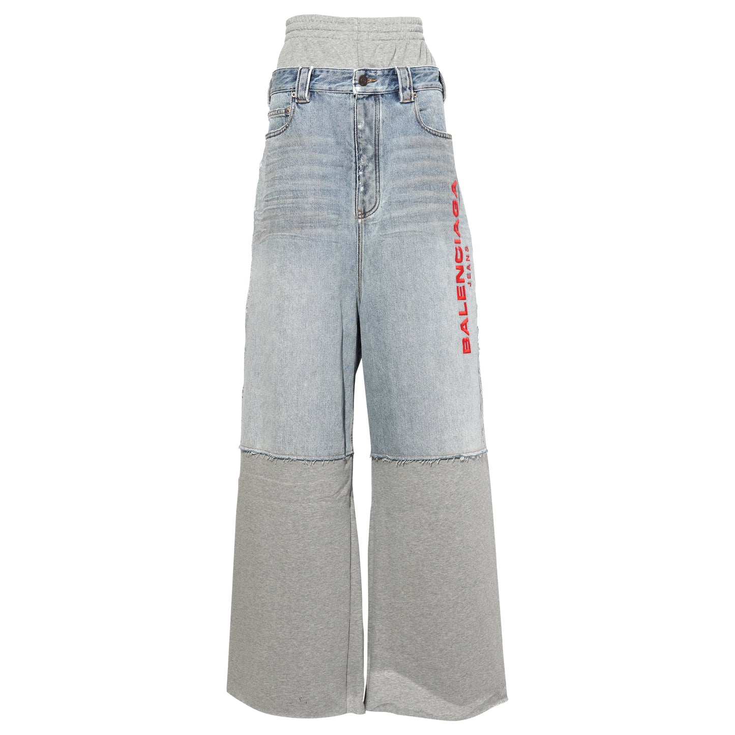 PATCHED MOLLETON BAGGY PANTS / 4200:LIGHT BLUE