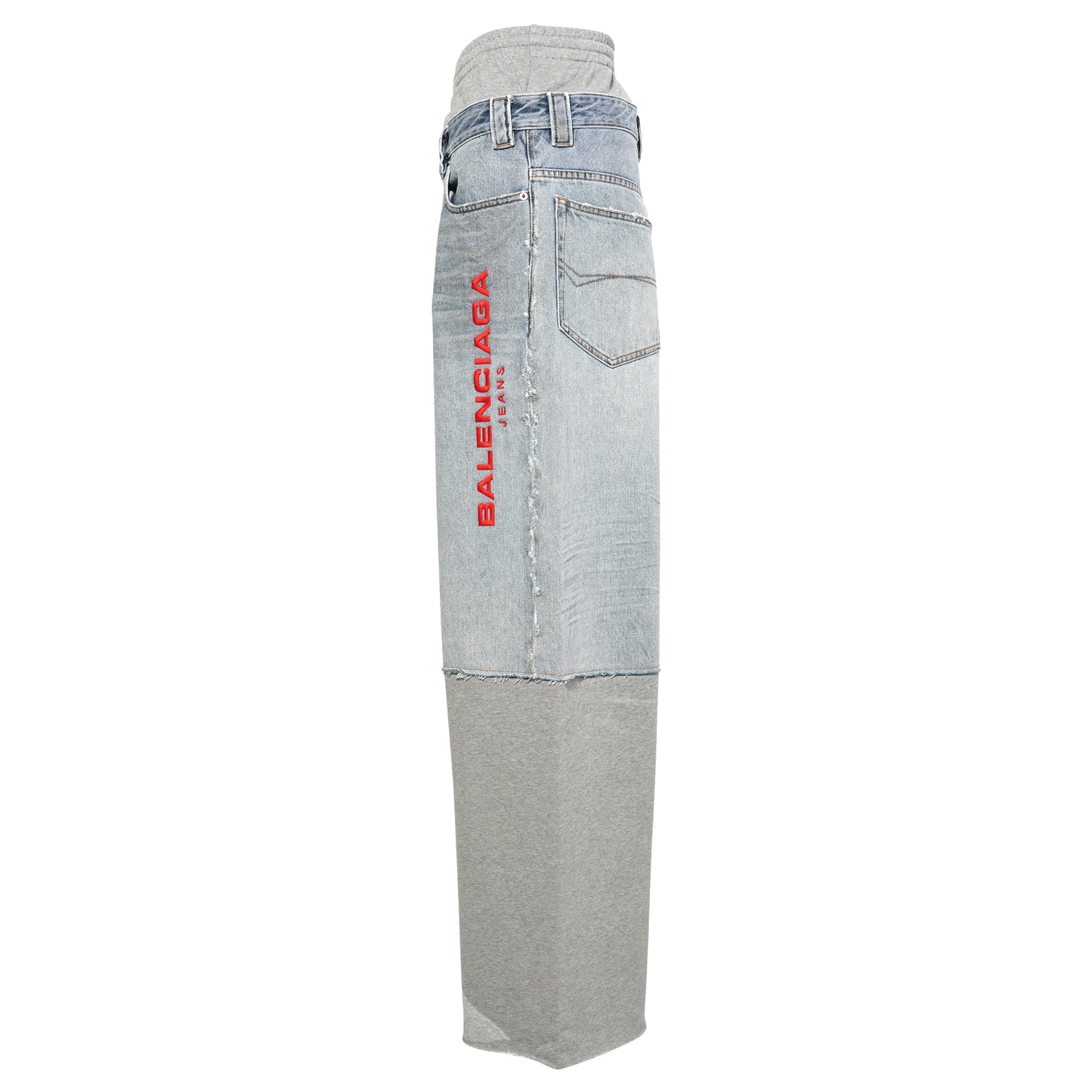 PATCHED MOLLETON BAGGY PANTS / 4200:LIGHT BLUE