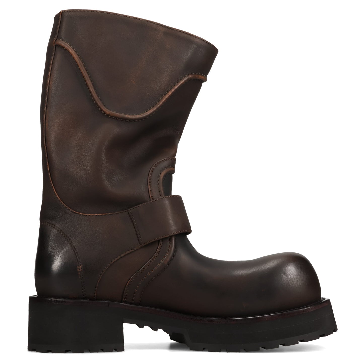 VENOM BOOTIE OLDED CALF LEATHER / MET / 2824:BROWN/SILVER