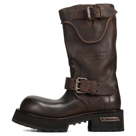 VENOM BOOTIE LEATHER/BUCKLES / 2824:BROWN/SILVER