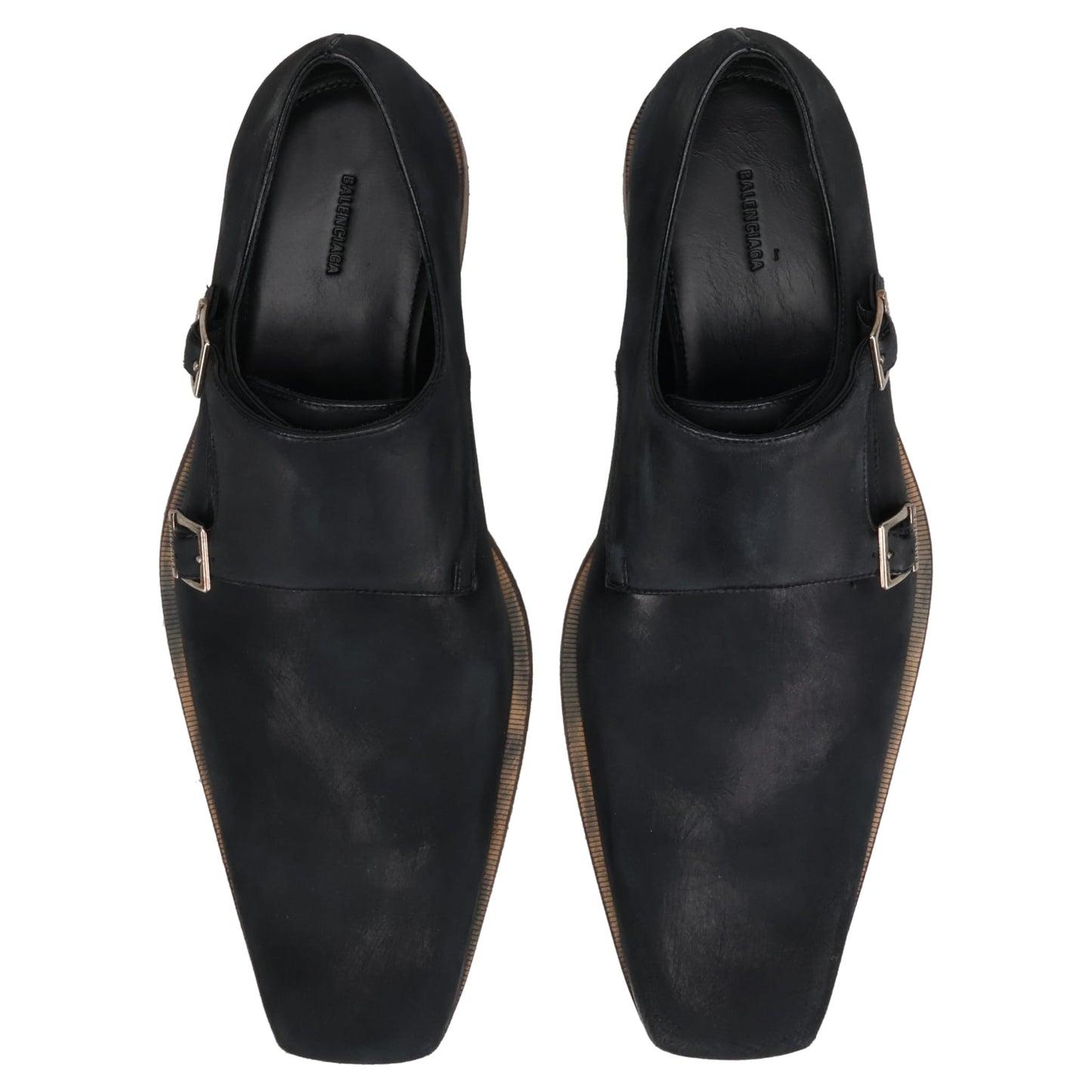 MONK EXT S.WORNOUT CALFSKIN/MET / 1081:BLACK/AGED SILVER