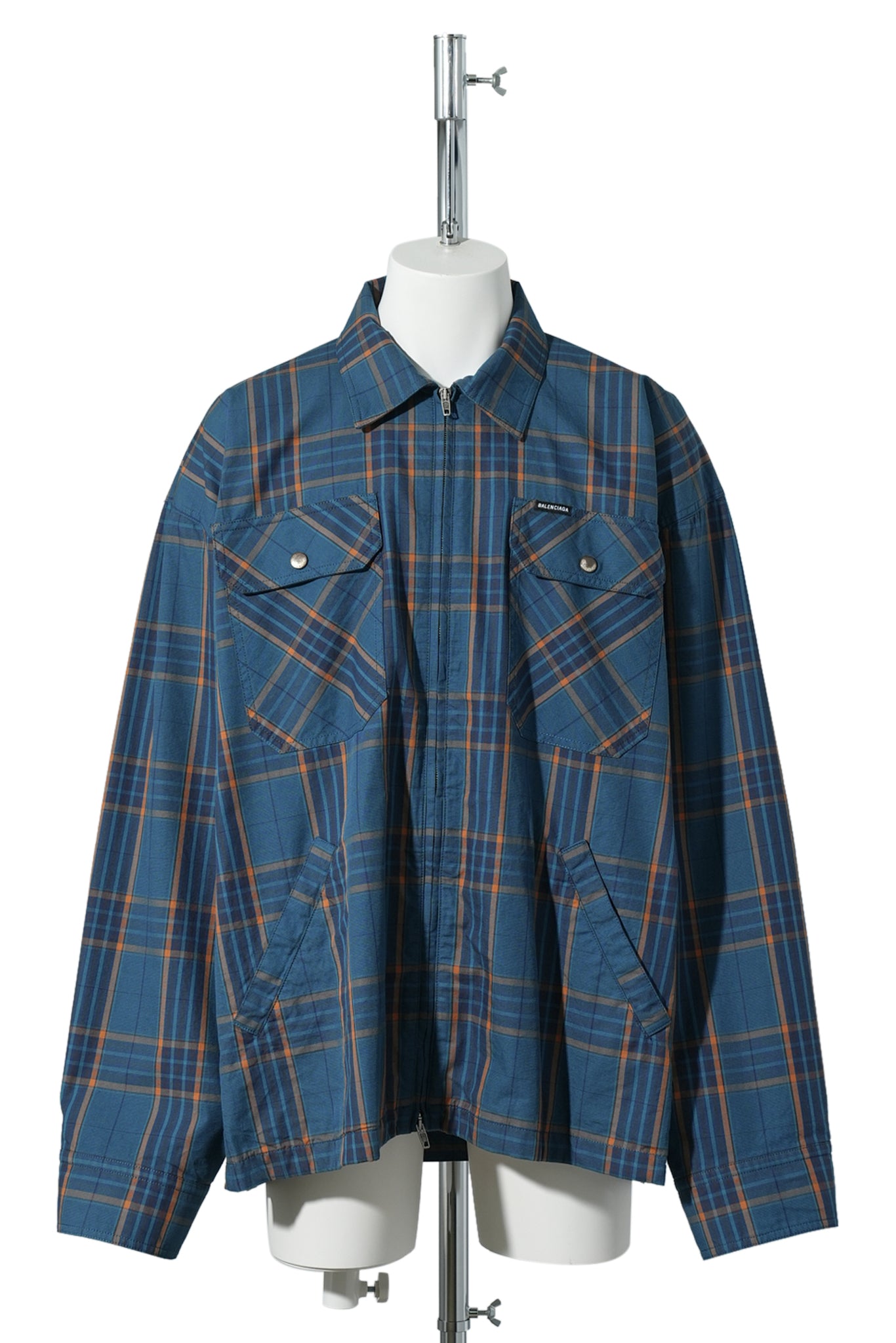 ZIP-UP SHIRT / 2561:BLUE/ORANGE