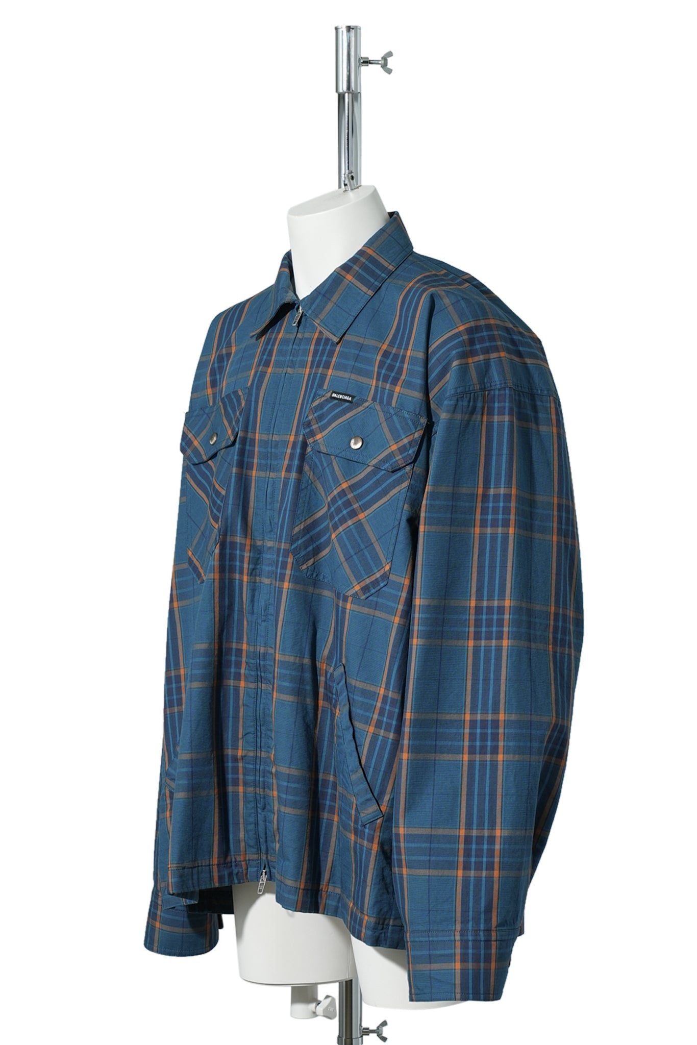 ZIP-UP SHIRT / 2561:BLUE/ORANGE