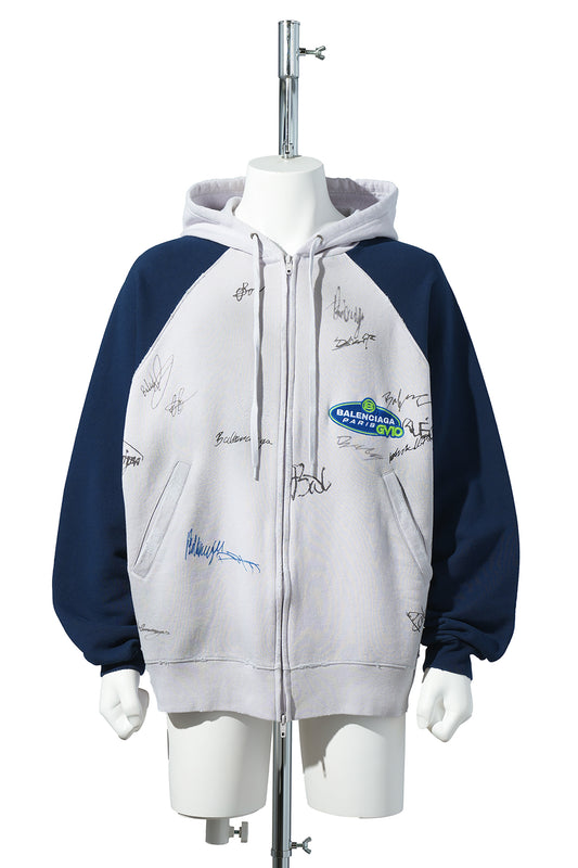 RAGLAN OVERSIZED ZIP-UP HOODIE / 9012:DIRTY WHITE