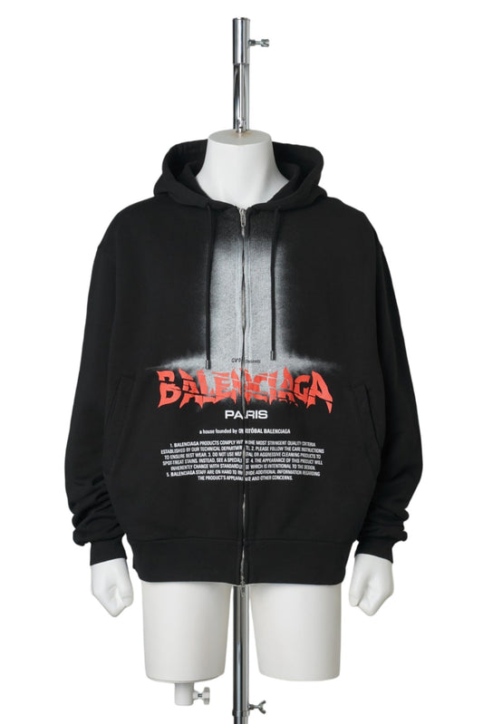 OVERSIZED ZIP-UP HOODIE / 1000:BLACK