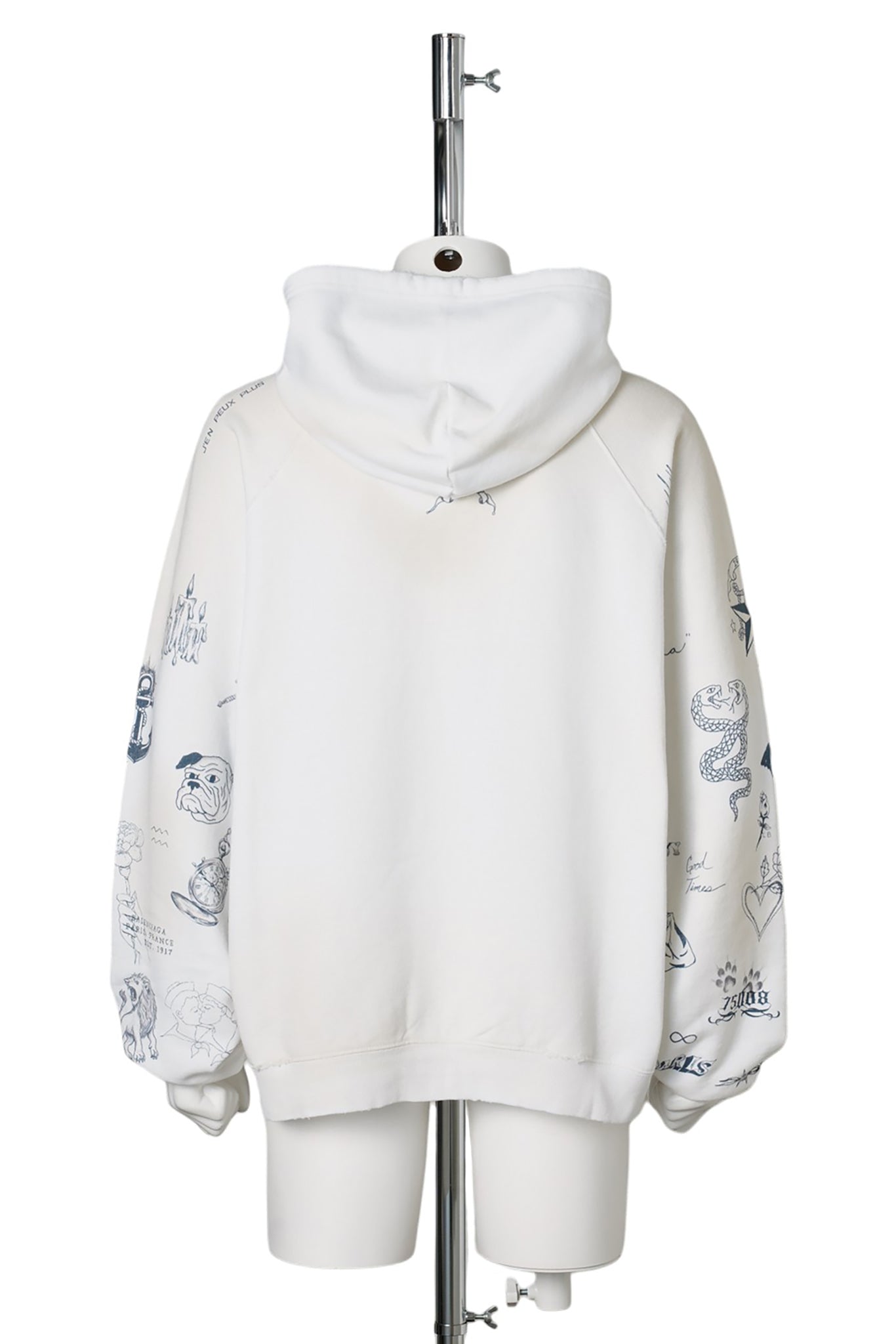 RAGLAN SLEEVE ZIP-UP HOODIE / 9000:WHITE