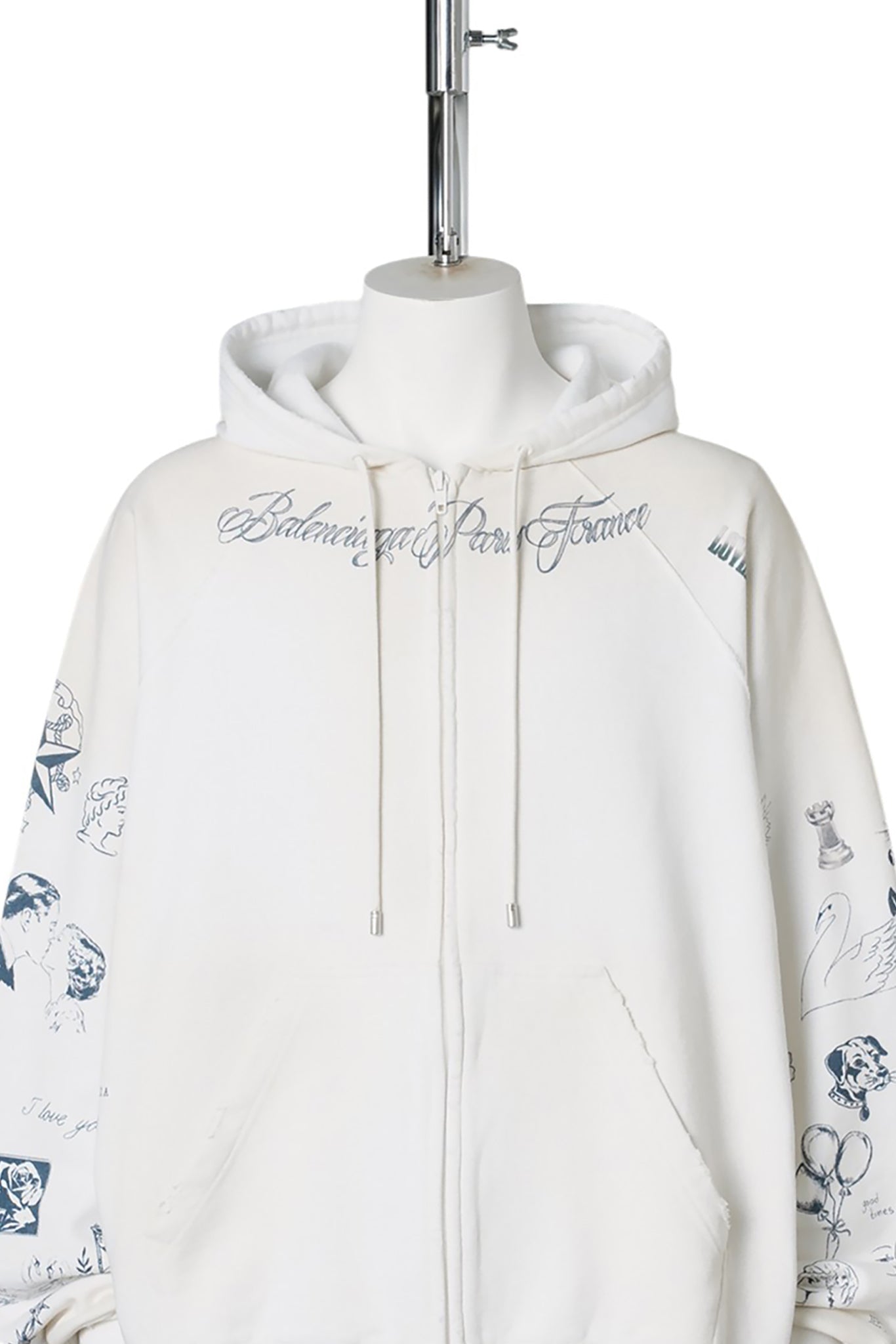RAGLAN SLEEVE ZIP-UP HOODIE / 9000:WHITE