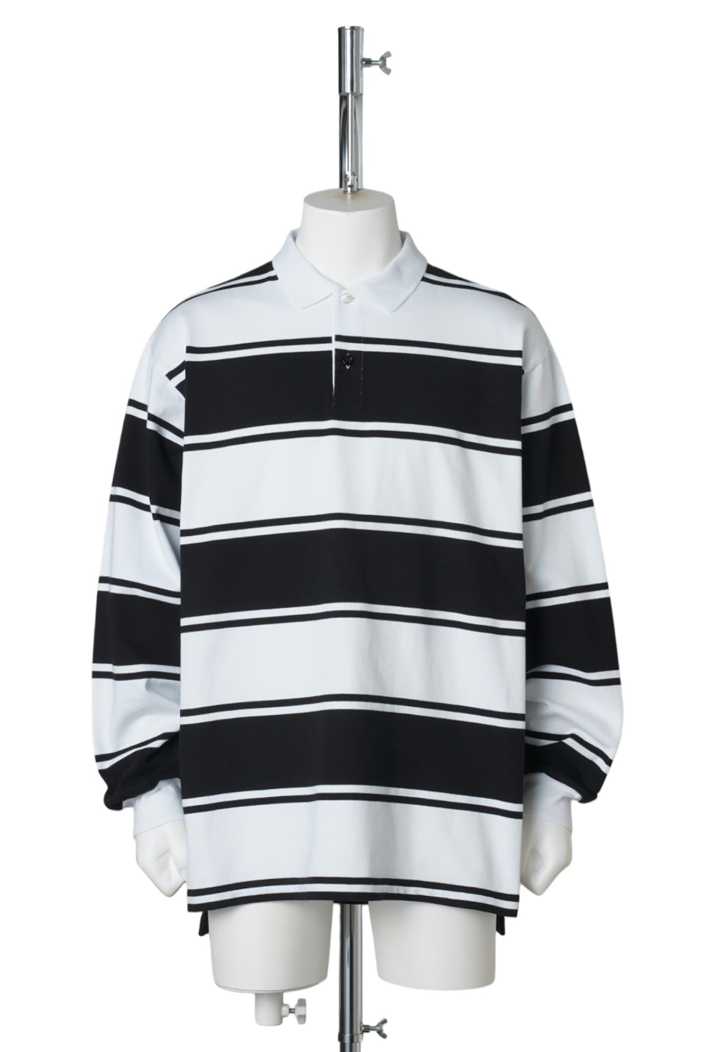 L/S POLO / 1070:BLACK/WHITE