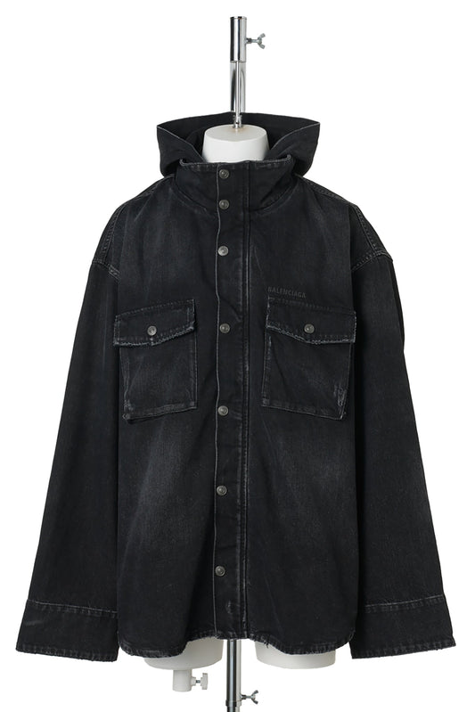DENIM CARGO JACKET / 1000:BLACK