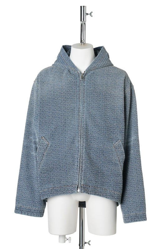 ALL OVER EMBRO HOODED JACKET / 5002:DARK BLUE