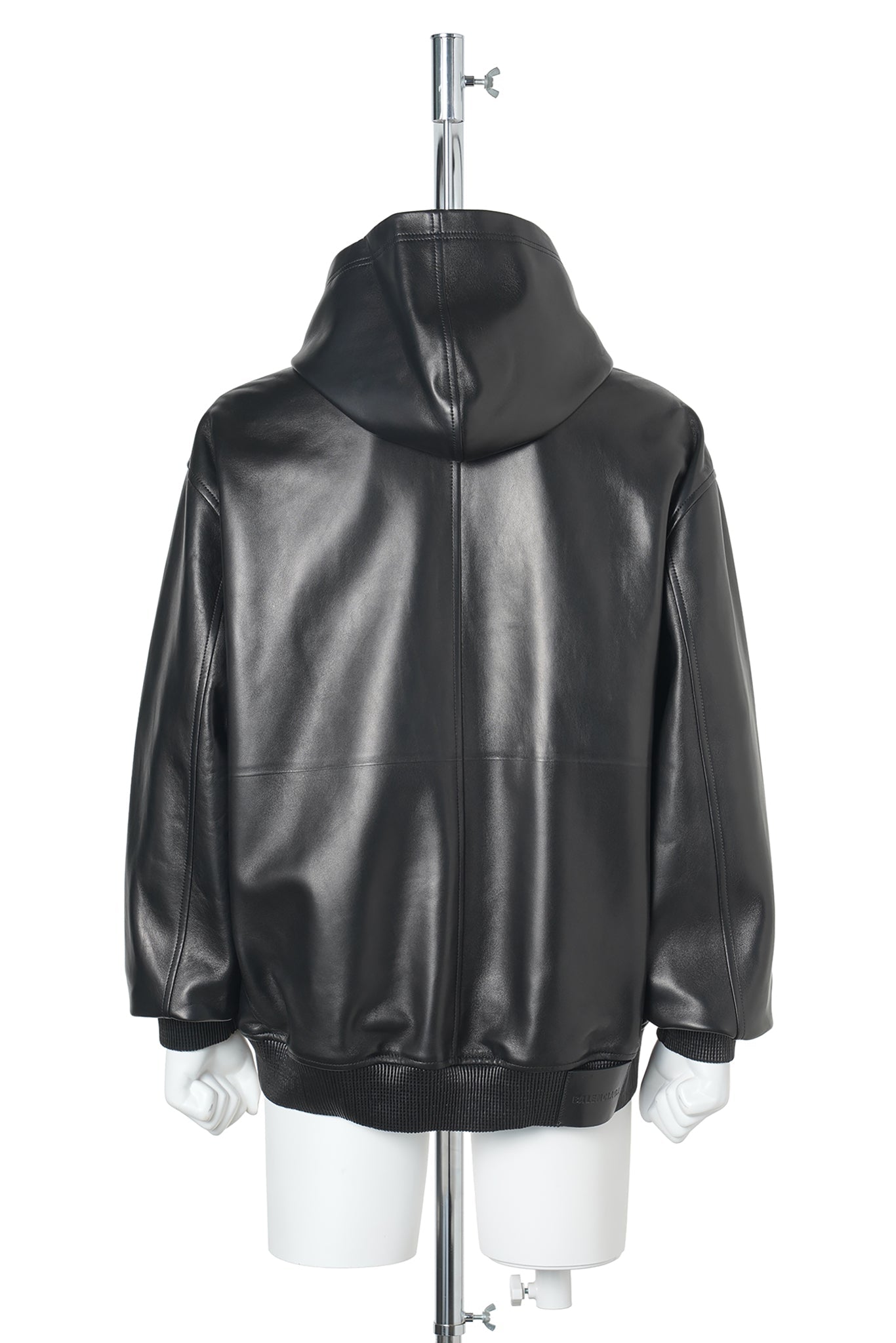 SHORT LEATHER HOODED COAT / 1000:BLACK
