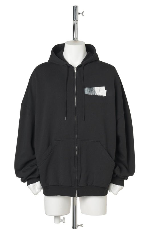 LARGE ZIP-UP HOODIE / 1000:BLACK