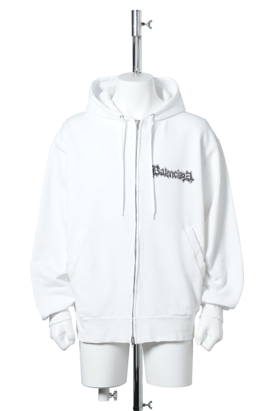 OVERSIZED ZIP-UP HOODIE / 9000:WHITE