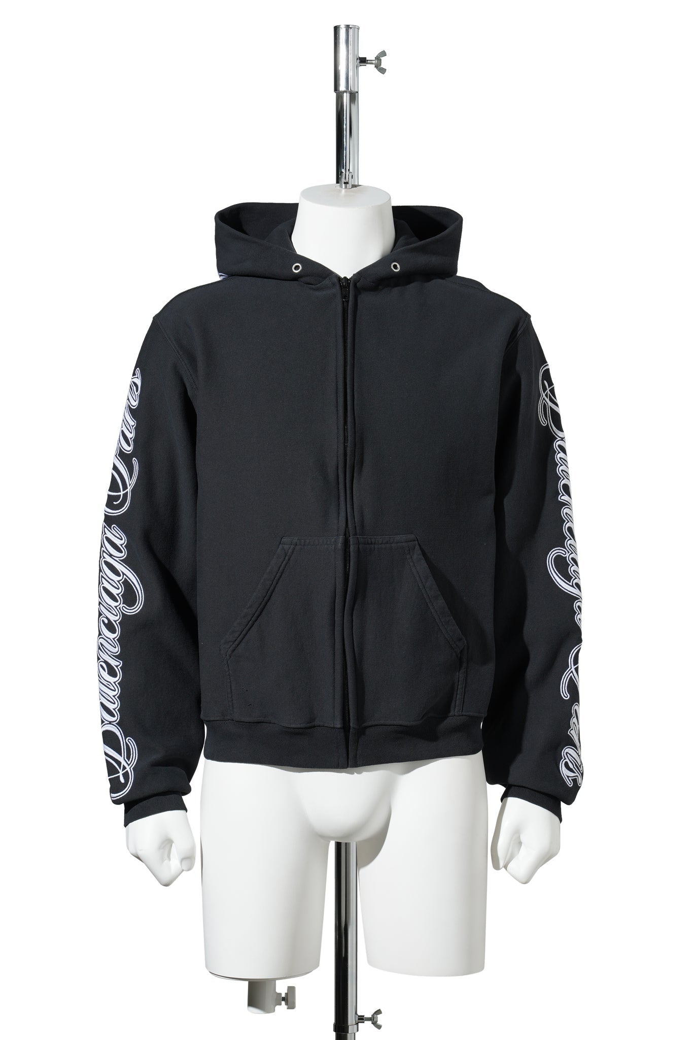 REGULAR ZIP-UP HOODIE / 6552:WASHED BLACK 2/WHITE
