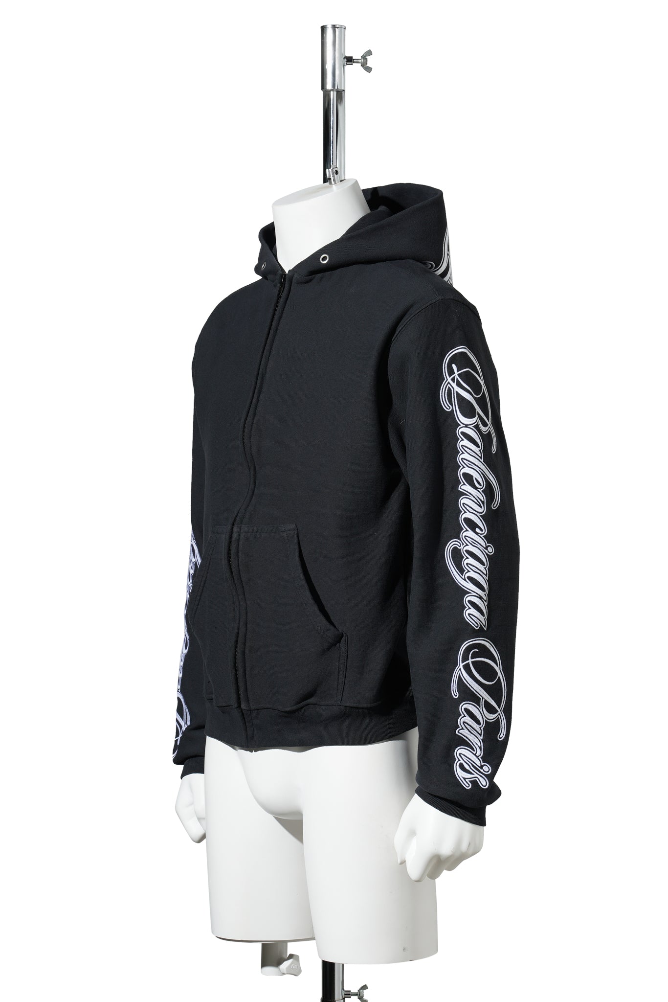 REGULAR ZIP-UP HOODIE / 6552:WASHED BLACK 2/WHITE