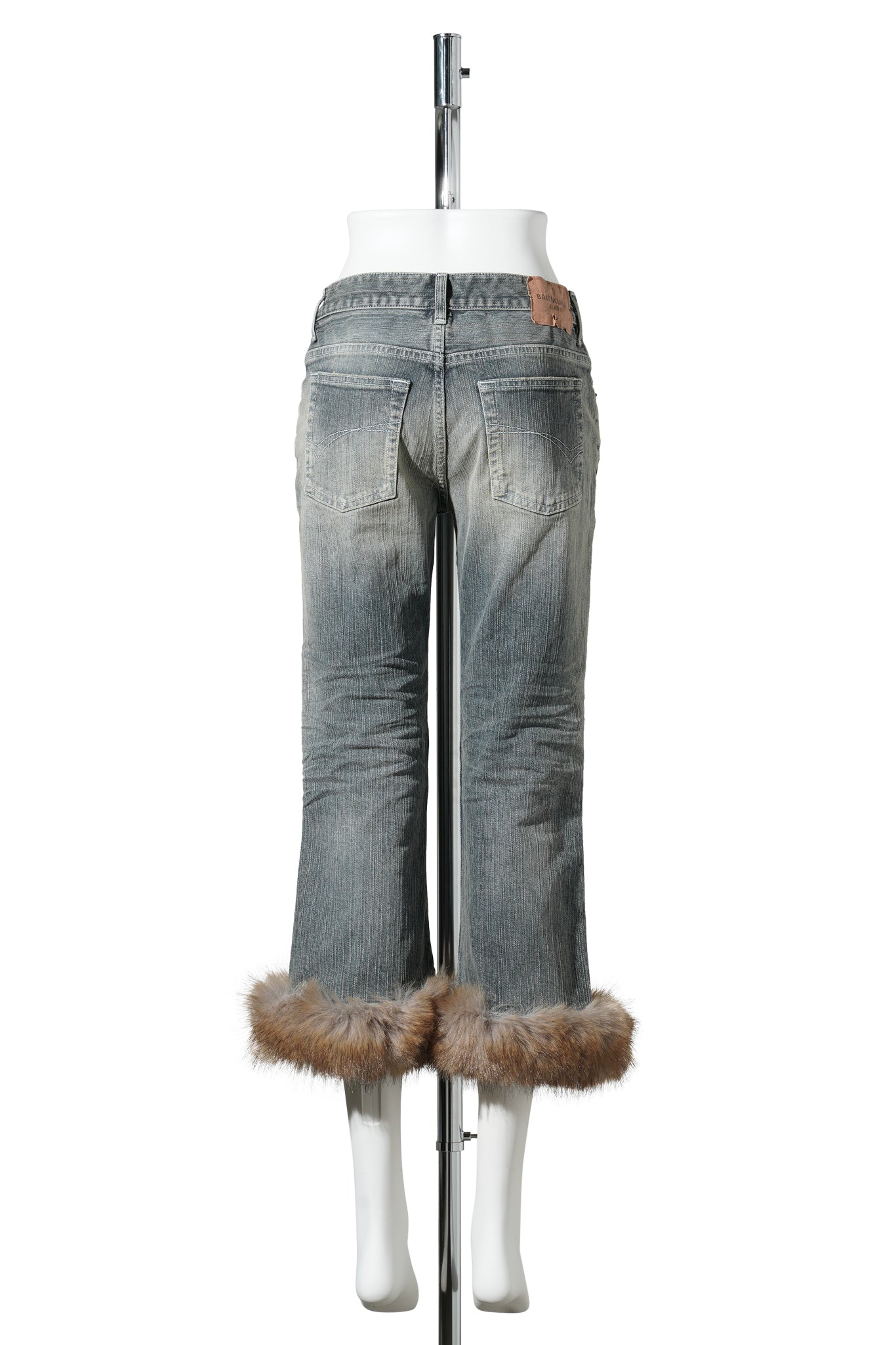 FUR TRIM FLARED CAPRI PANTS / 4200:LIGHT BLUE