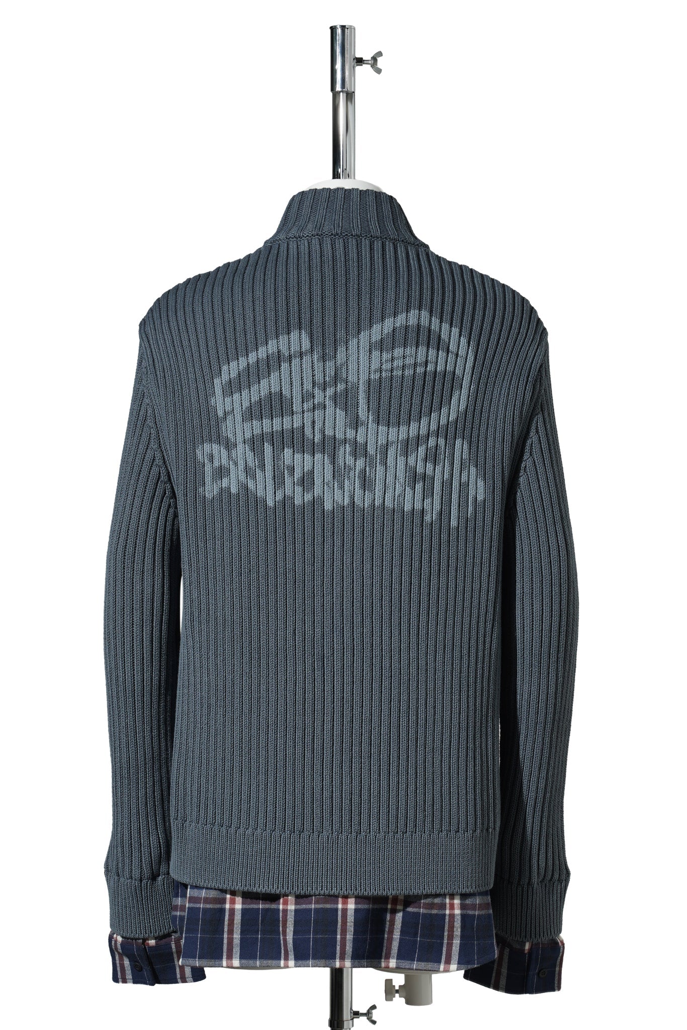 LAYERED ZIP-UP SWEATER / 8578:NAVY/BROWN