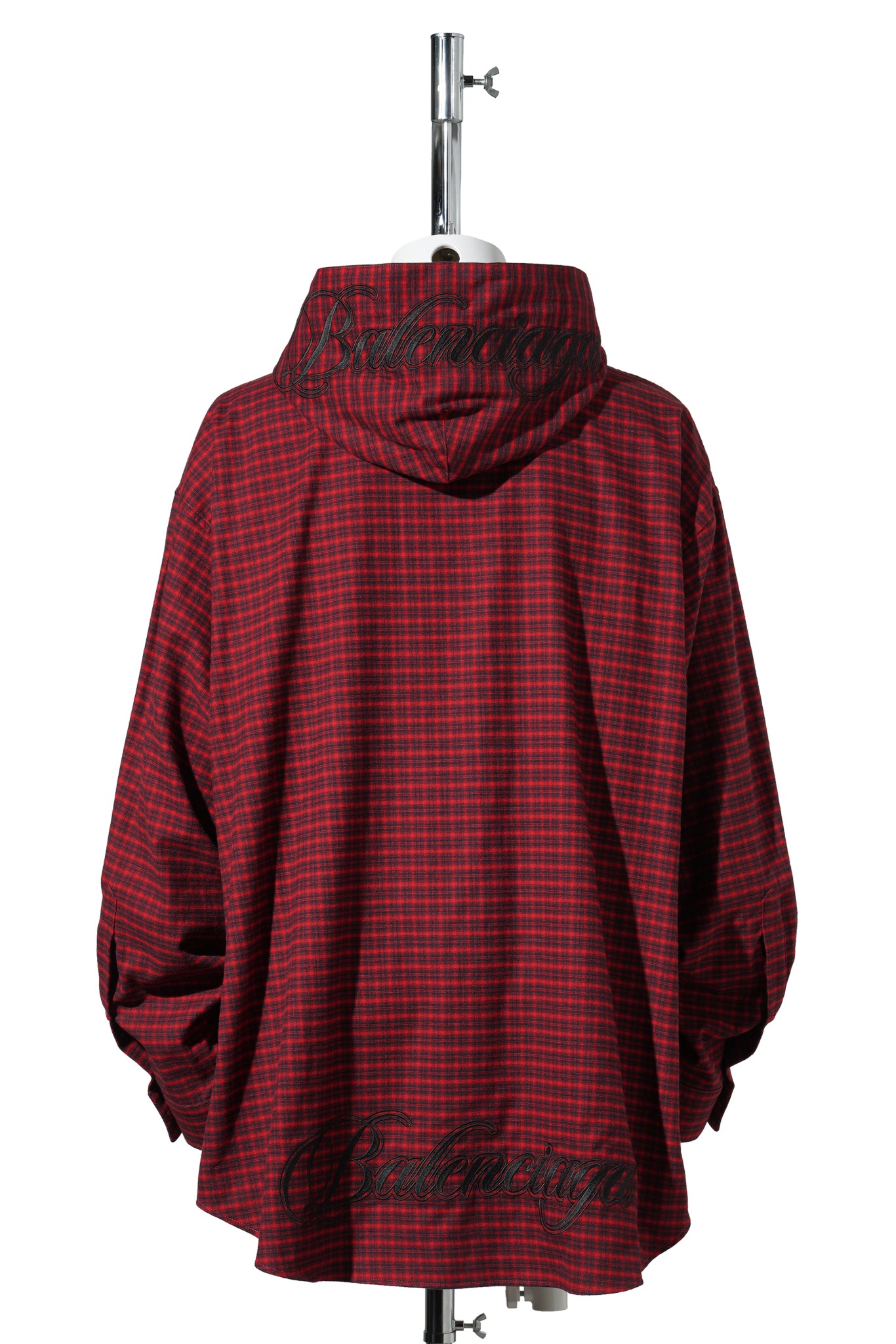HOODED OVERSIZED SHIRT / 6167:RED/BLACK