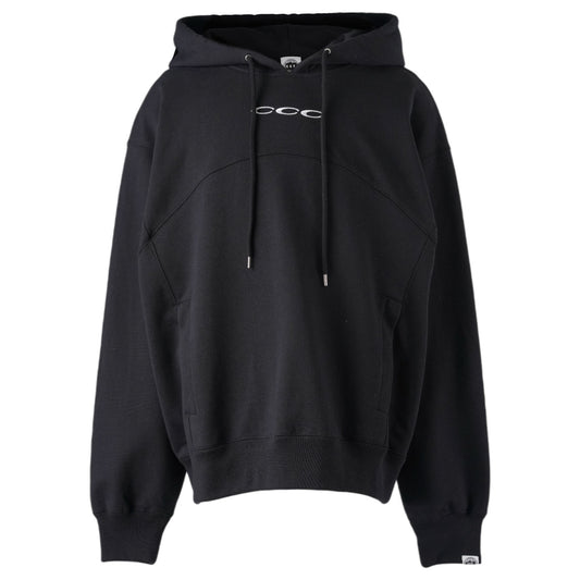 SWITCHING COTTON HOODIE / BLACK