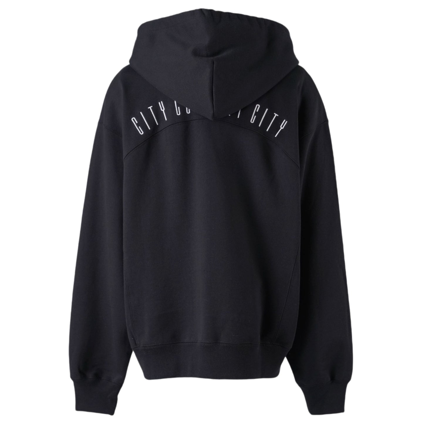 SWITCHING COTTON HOODIE / BLACK