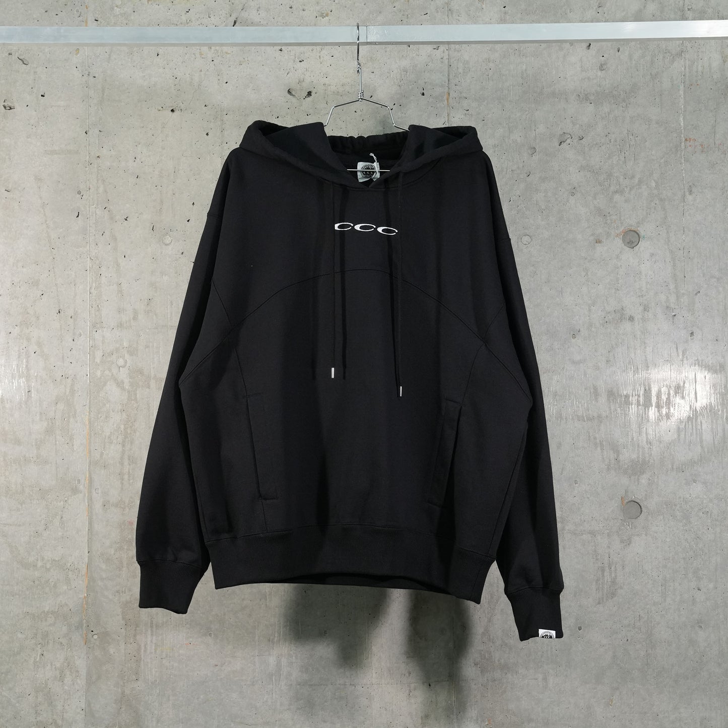 SWITCHING COTTON HOODIE / BLACK