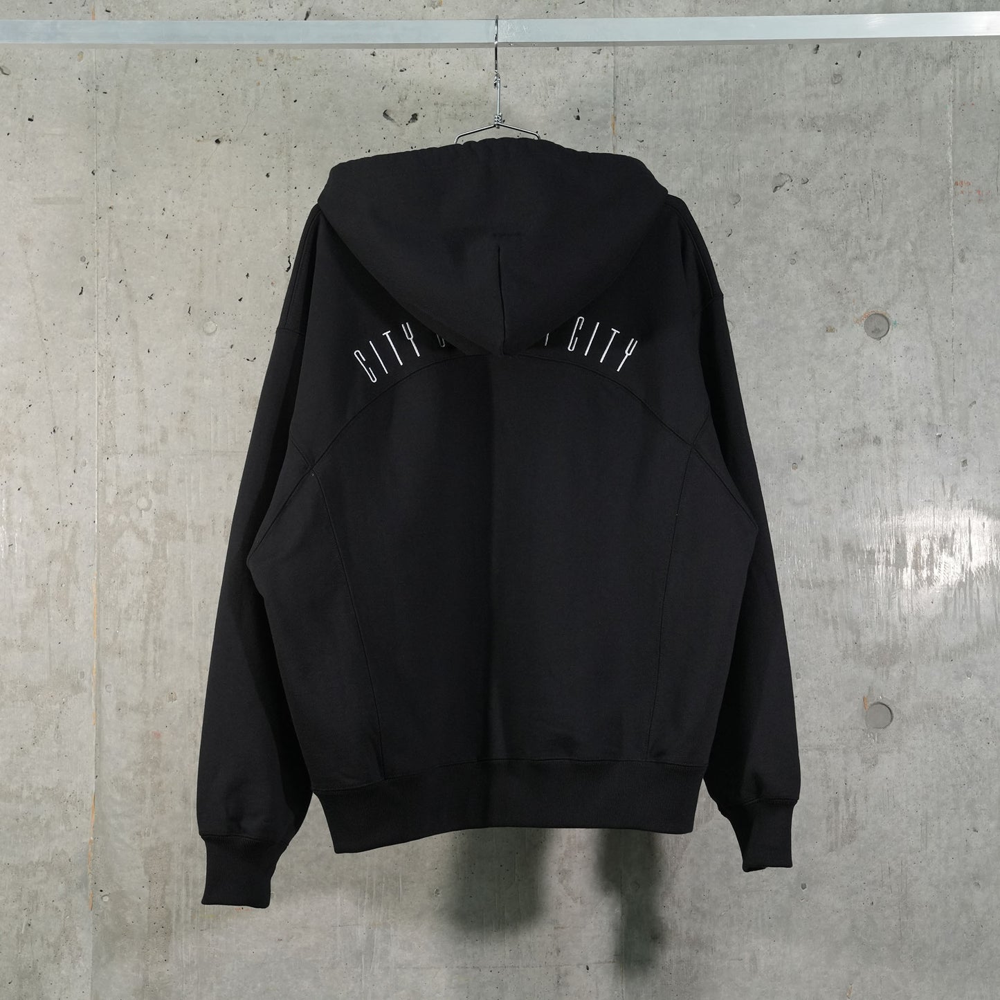 SWITCHING COTTON HOODIE / BLACK