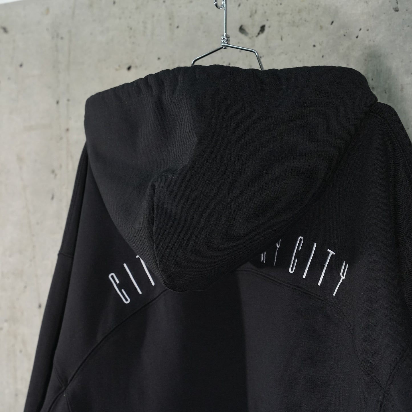 SWITCHING COTTON HOODIE / BLACK