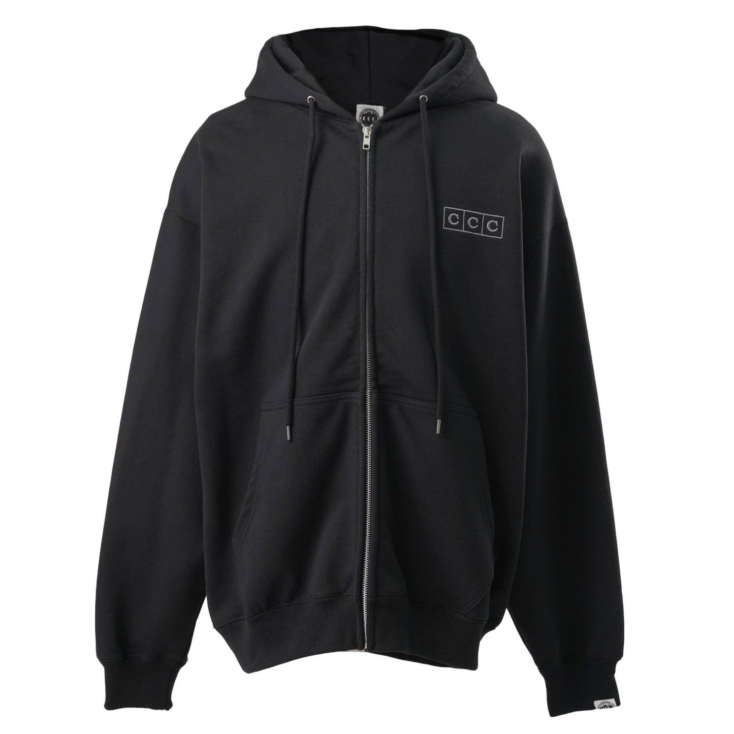 ZIP UP COTTON HOODIE / BLACK