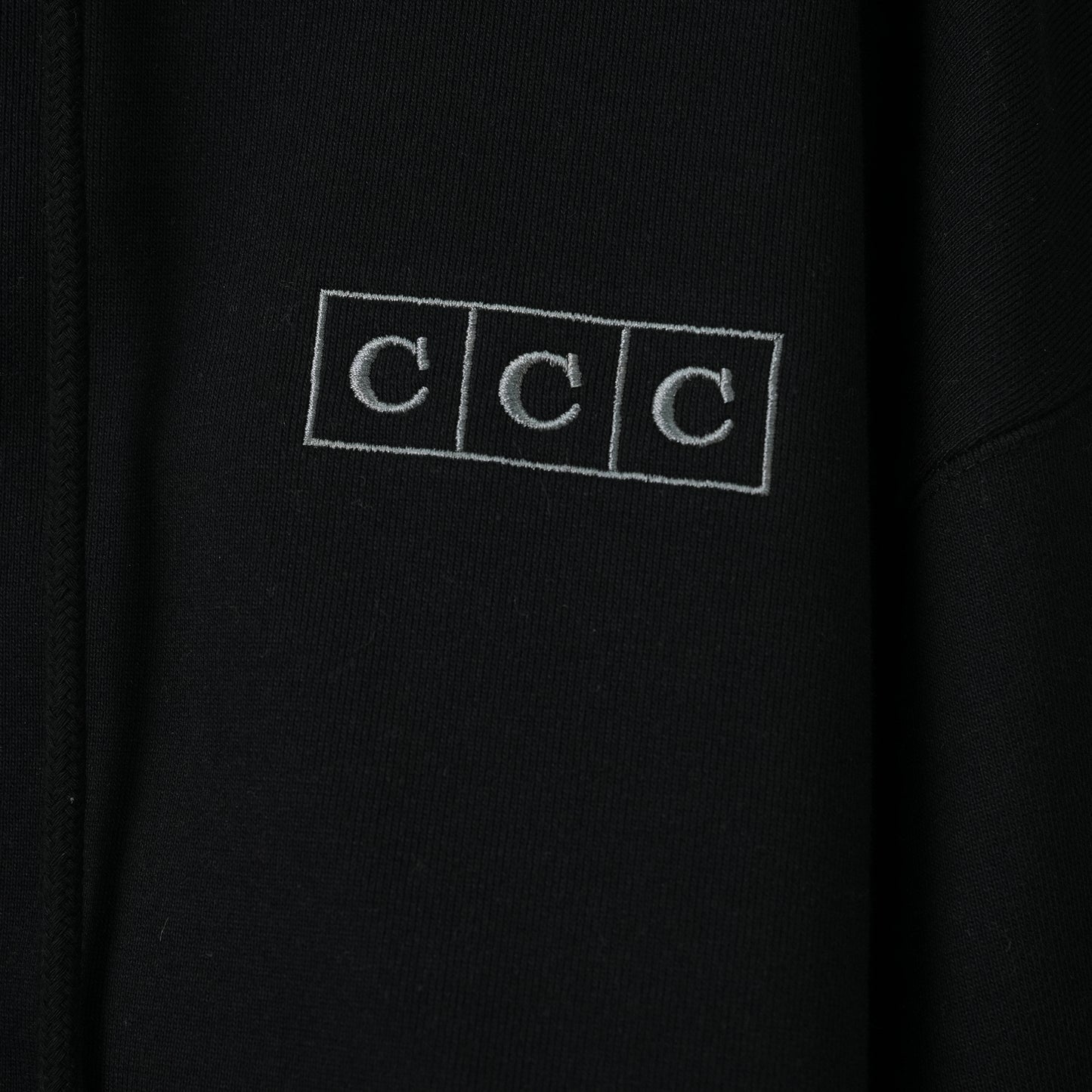 ZIP UP COTTON HOODIE / BLACK