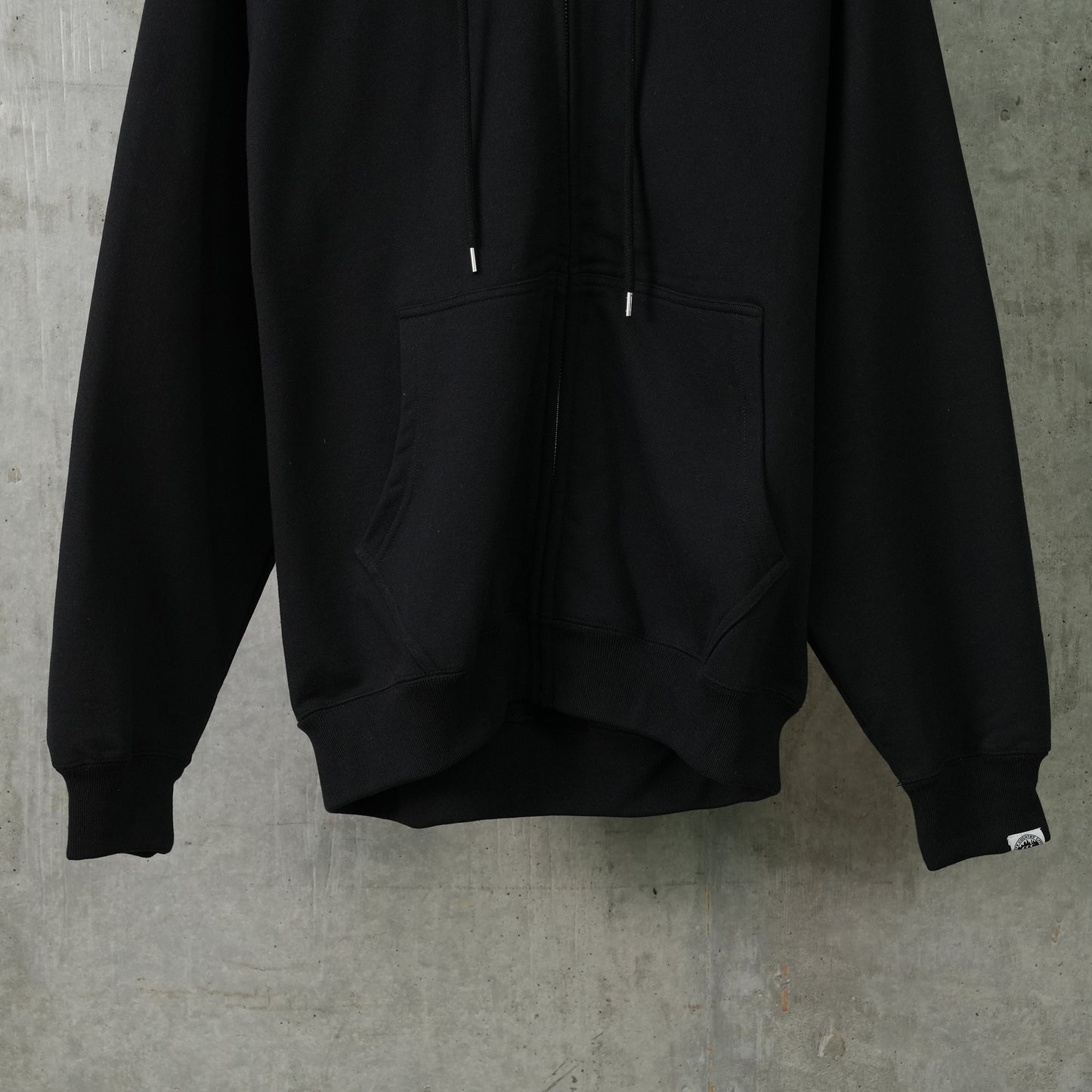 ZIP UP COTTON HOODIE / BLACK