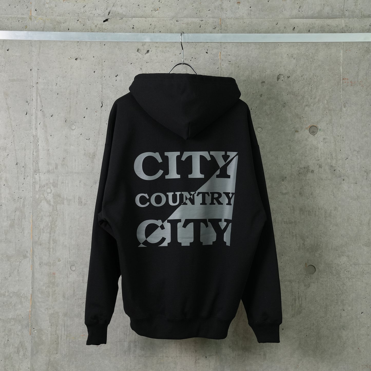 ZIP UP COTTON HOODIE / BLACK