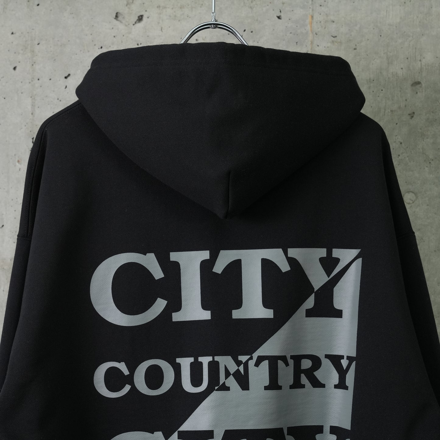 ZIP UP COTTON HOODIE / BLACK