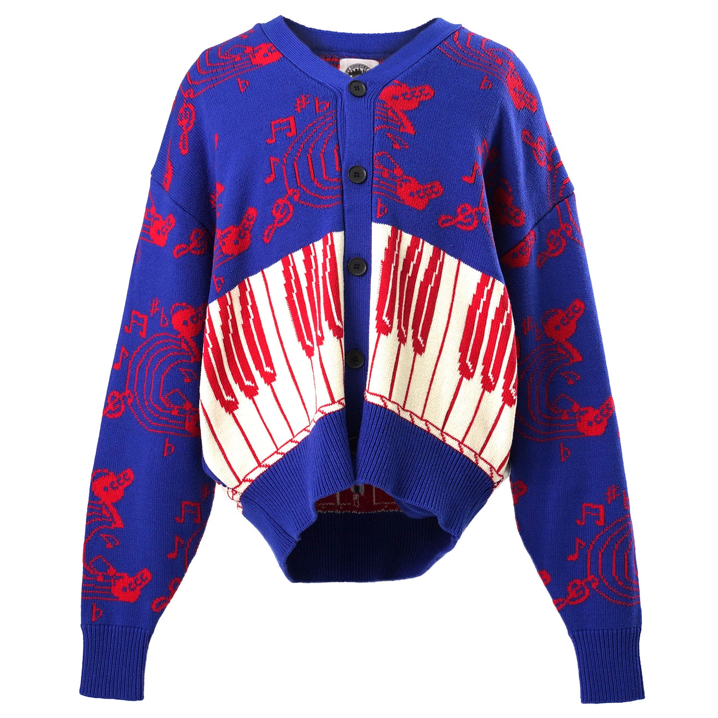 KNIT CARDIGA JAZZ / BLUE/RED