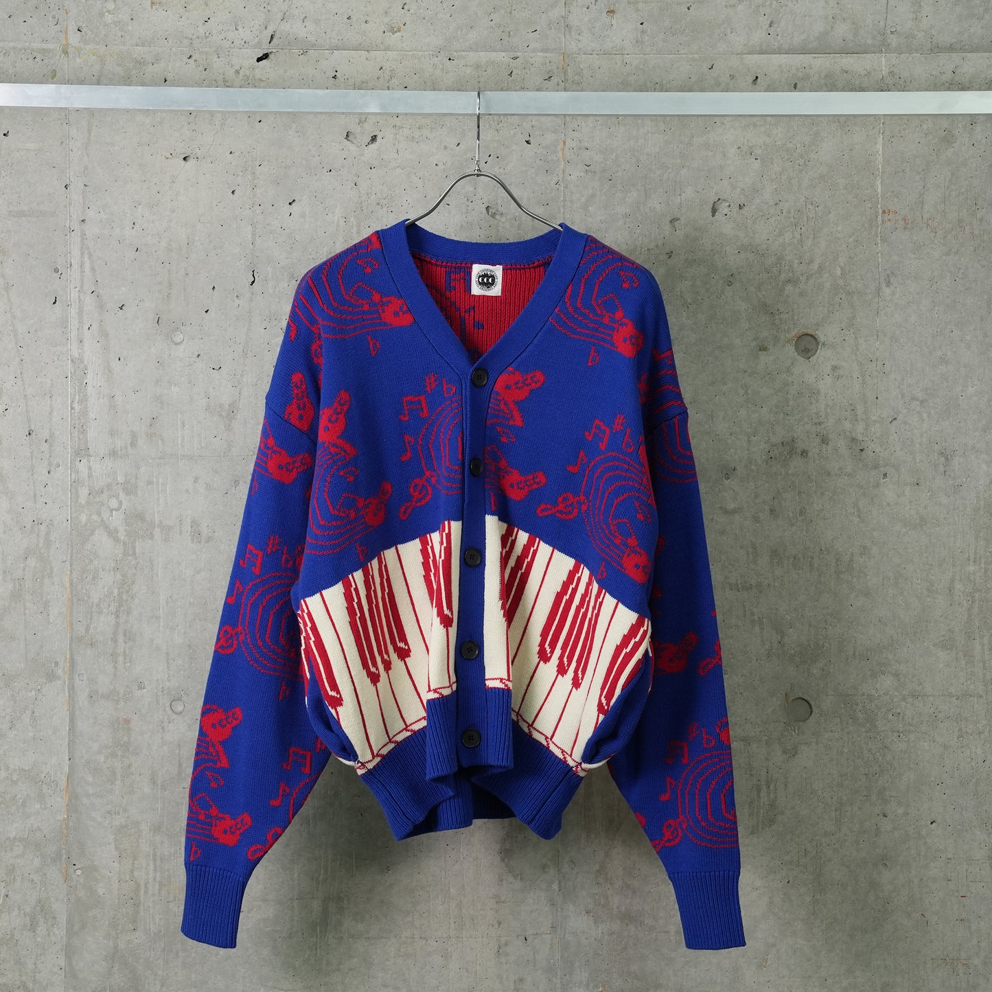 KNIT CARDIGA JAZZ / BLUE/RED