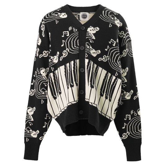 KNIT CARDIGA JAZZ / BLACK/WHITE