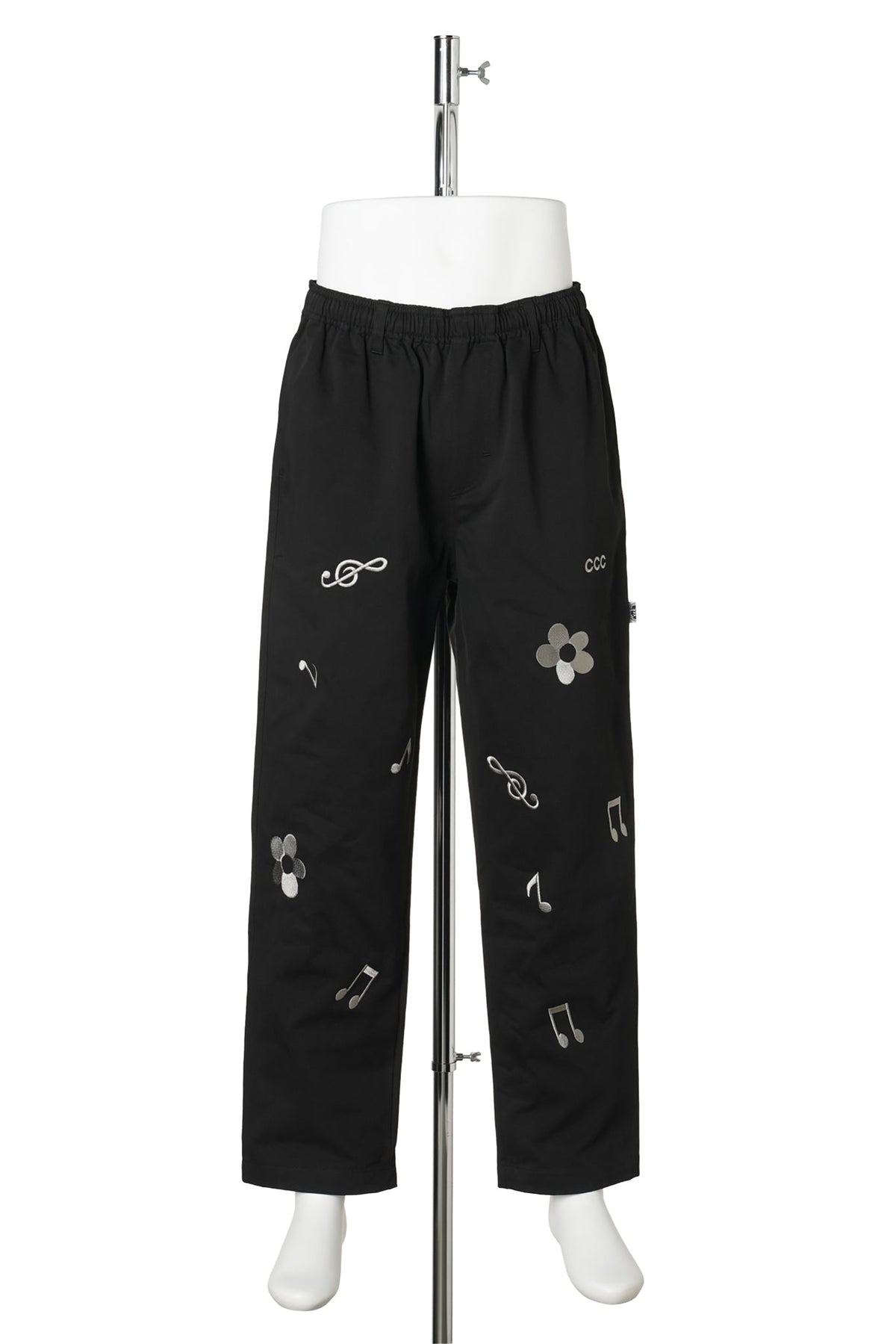 EMBROIDERY MOLSKIN EASY PANTS / BLACK