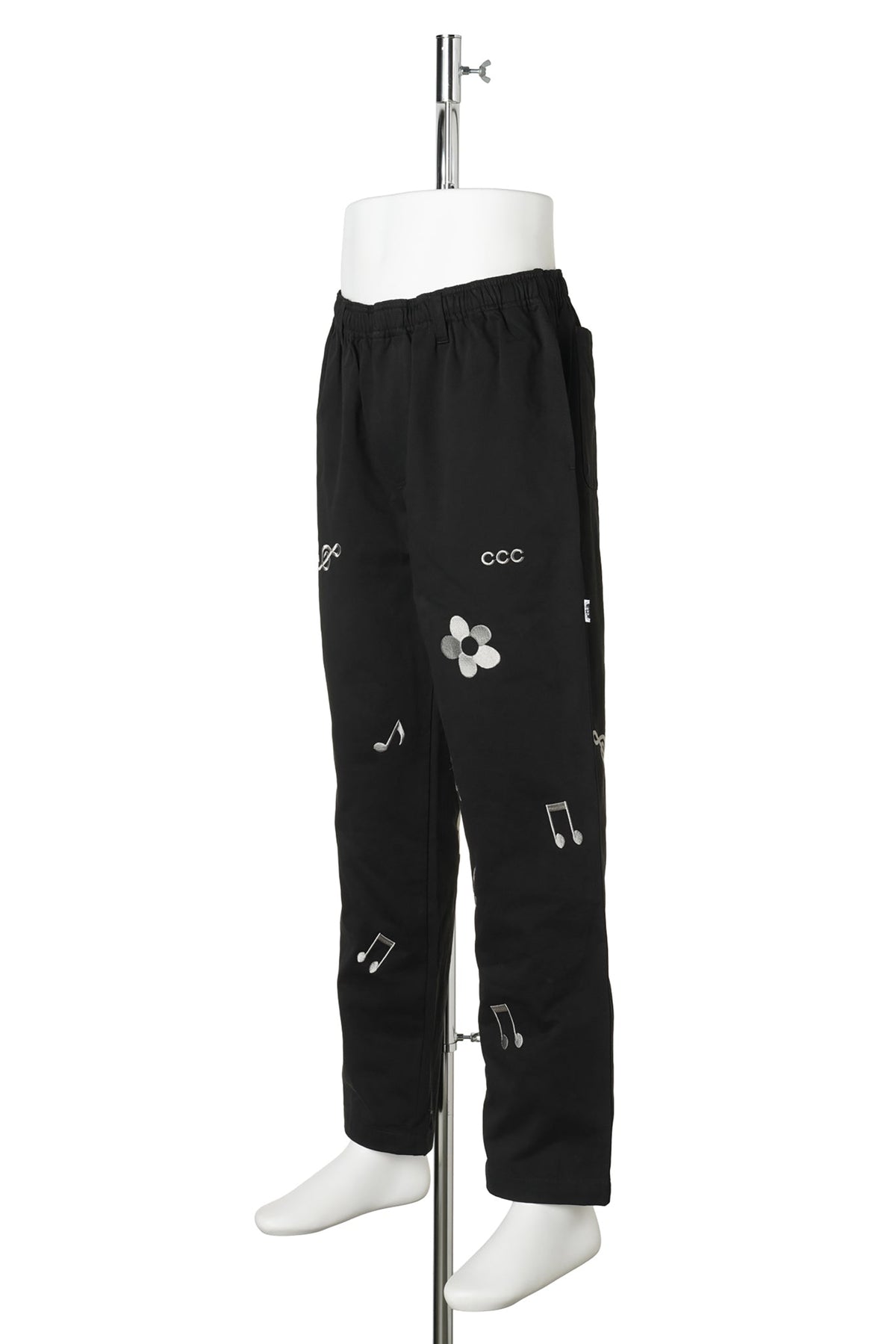 EMBROIDERY MOLSKIN EASY PANTS / BLACK