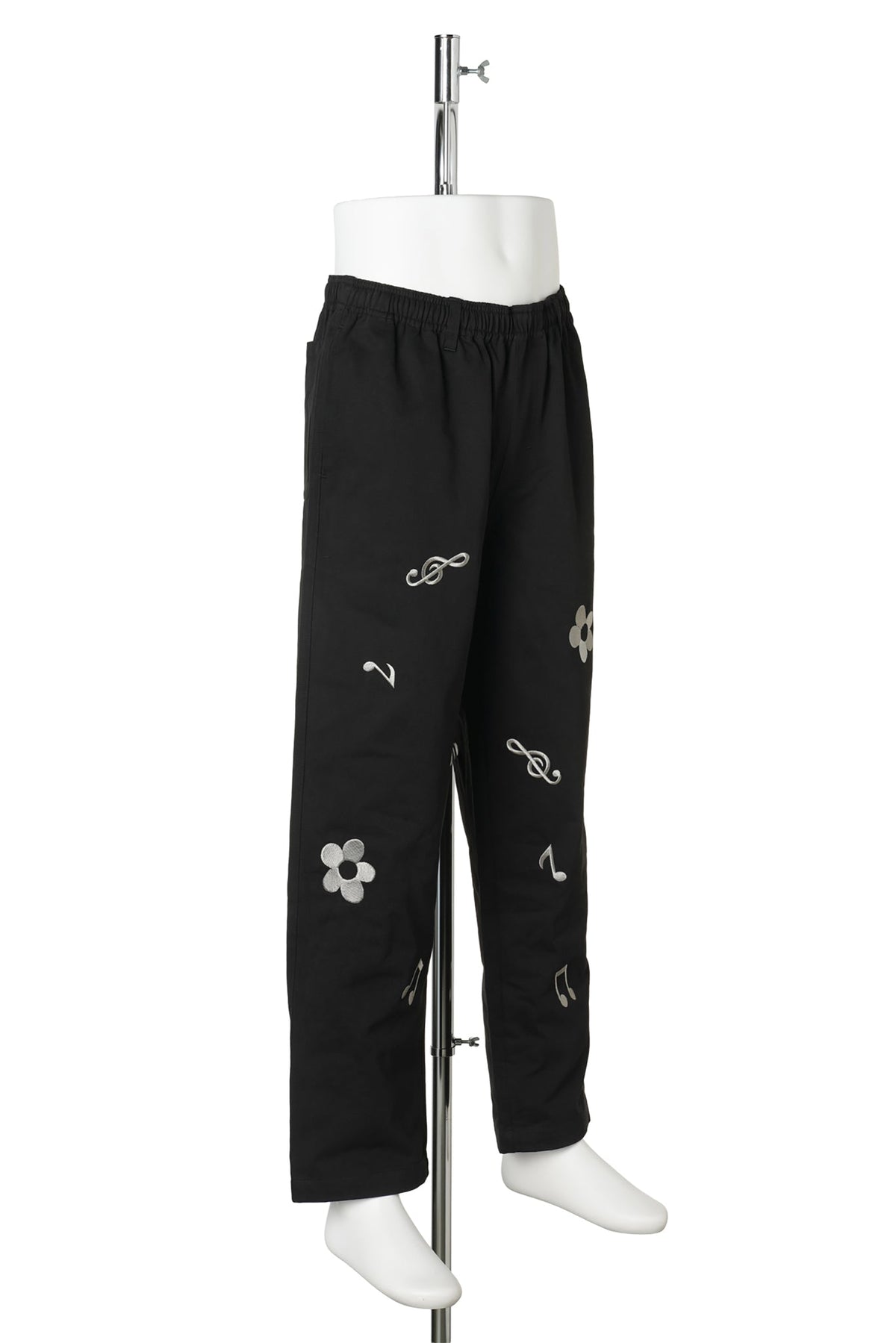EMBROIDERY MOLSKIN EASY PANTS / BLACK