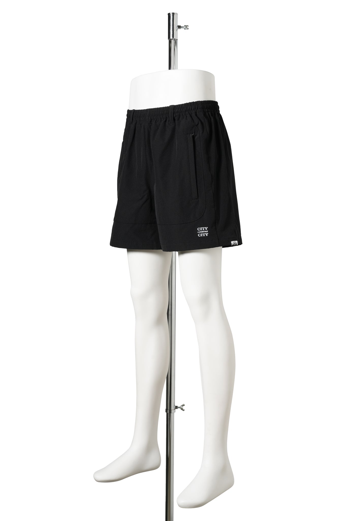 EMBROIDERD LOGO STRECH NYLON EASY SHORTS / BLACK