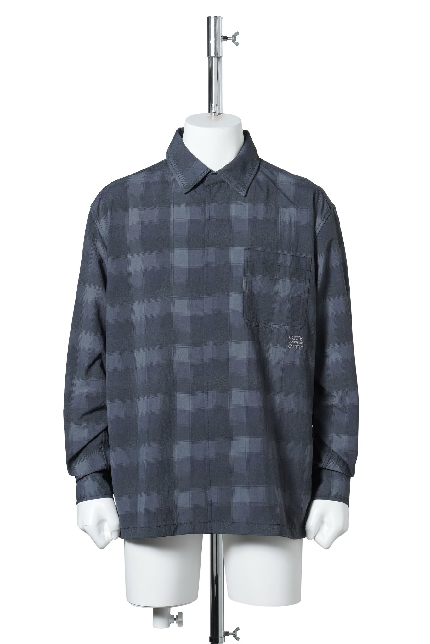 TASLAN NYLON CHECK SHIRT / BLACK
