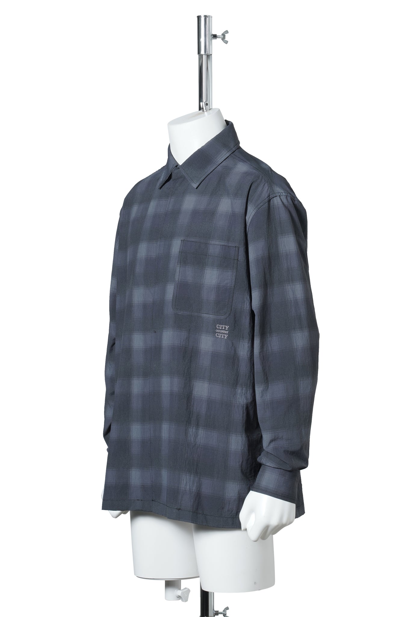 TASLAN NYLON CHECK SHIRT / BLACK