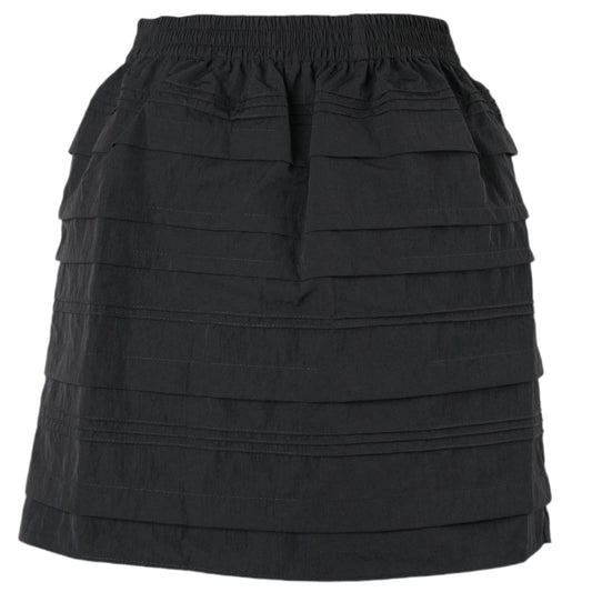 ELASTICATED MINI SKIRT WITH PIN TUCKS AND PLEATS / BLACK