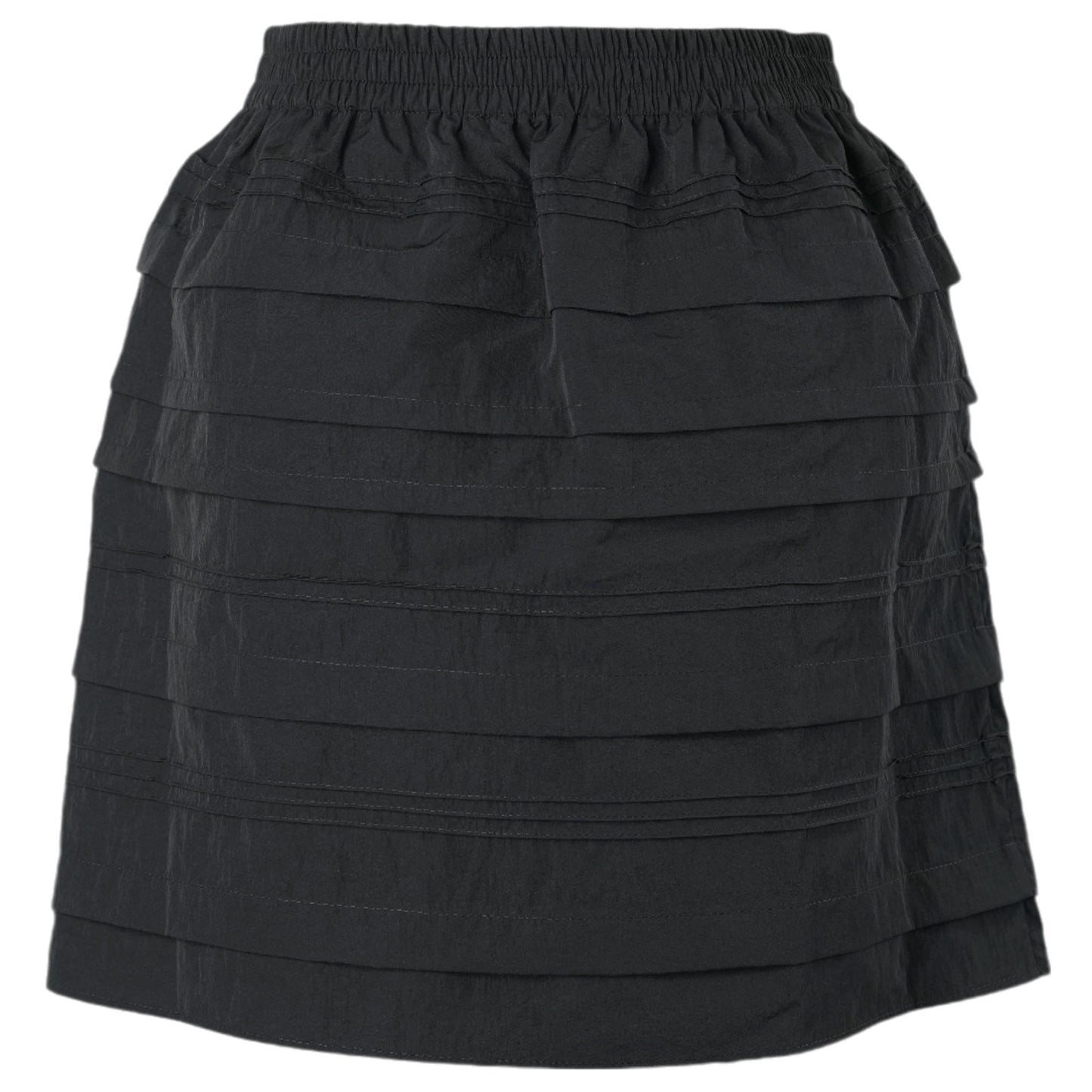 ELASTICATED MINI SKIRT WITH PIN TUCKS AND PLEATS / BLACK