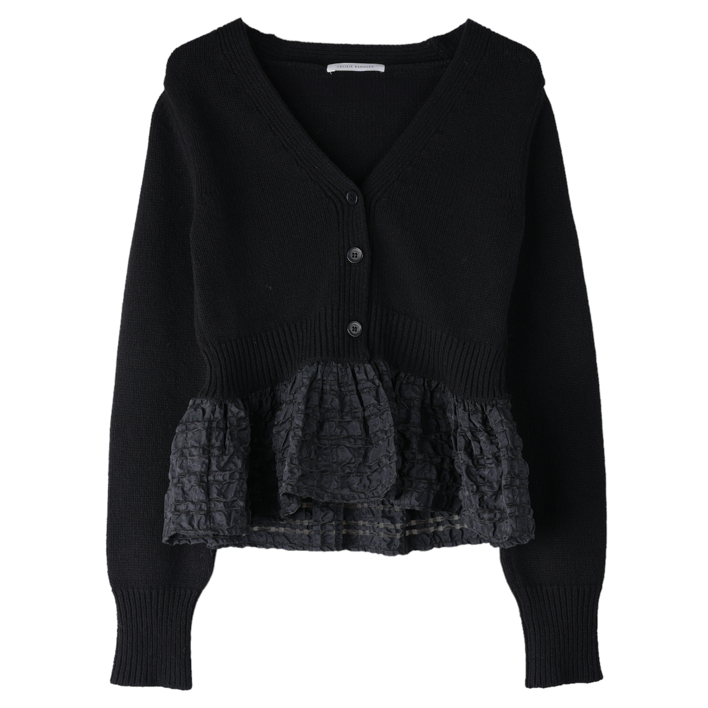 ITTED CARDIGAN W/PEPLUM / BLACK