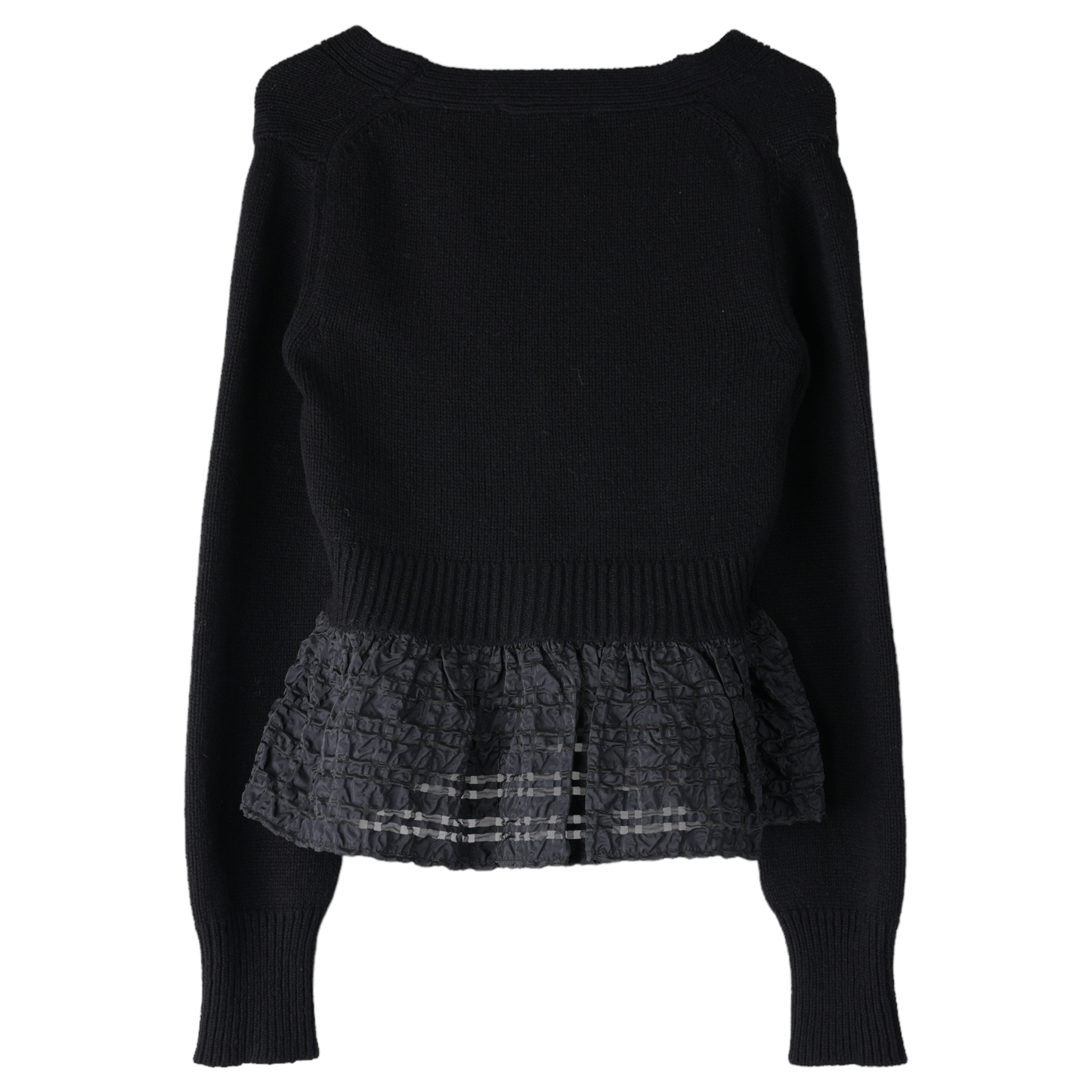 ITTED CARDIGAN W/PEPLUM / BLACK