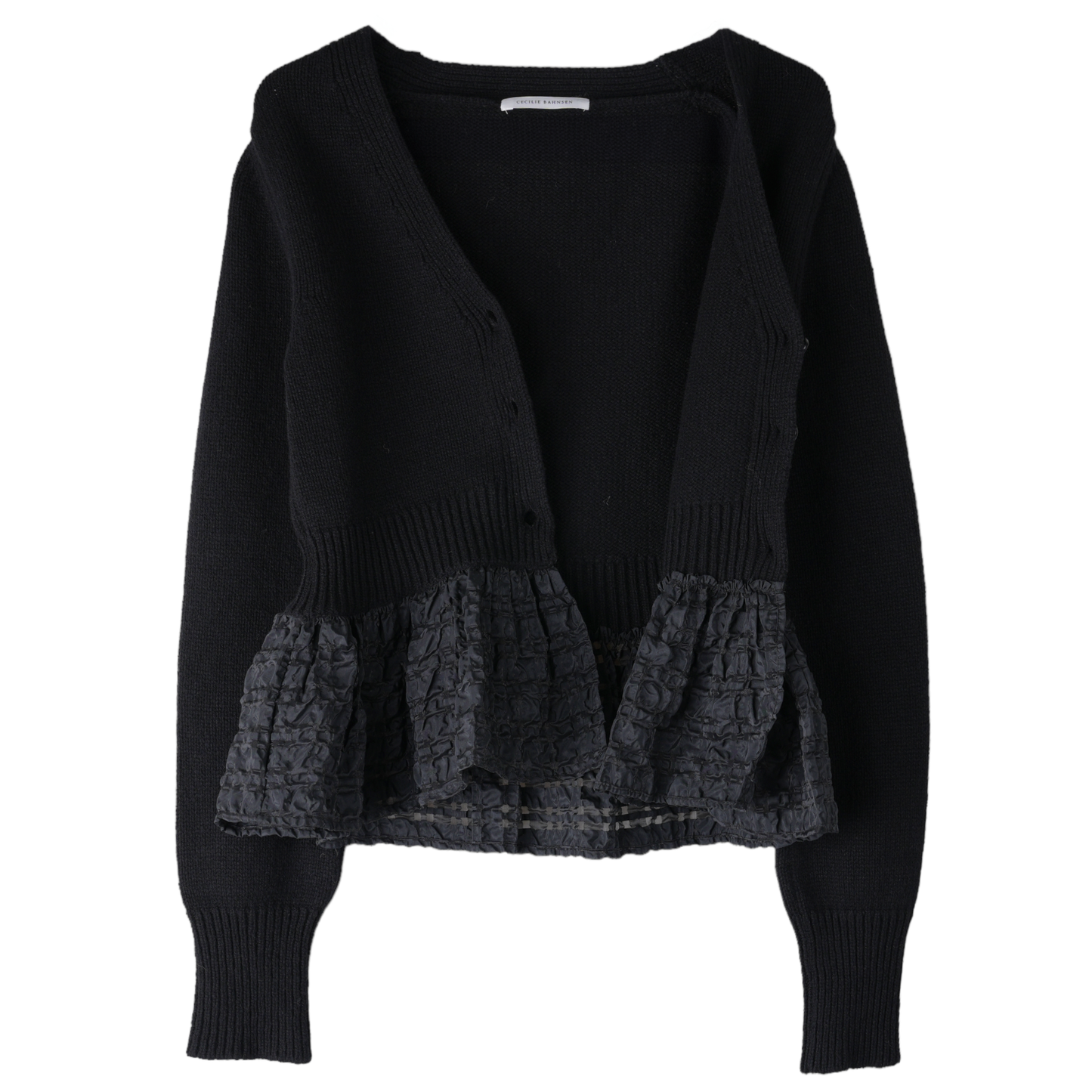 ITTED CARDIGAN W/PEPLUM / BLACK