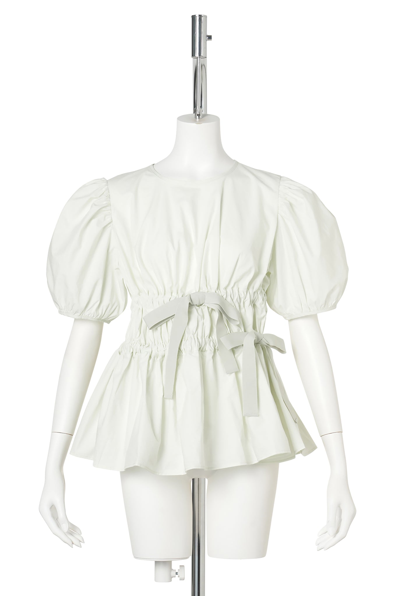 PUFF SLEEVE TOP WITH TIE DETAILS / PALE GREEN