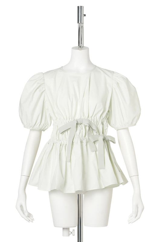 PUFF SLEEVE TOP WITH TIE DETAILS / PALE GREEN